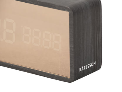 Copper Mirror LED Alarm Clock (USB) - Black Wood