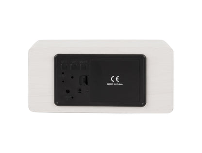 Silver Mirror LED Alarm Clock (USB) - White Wood