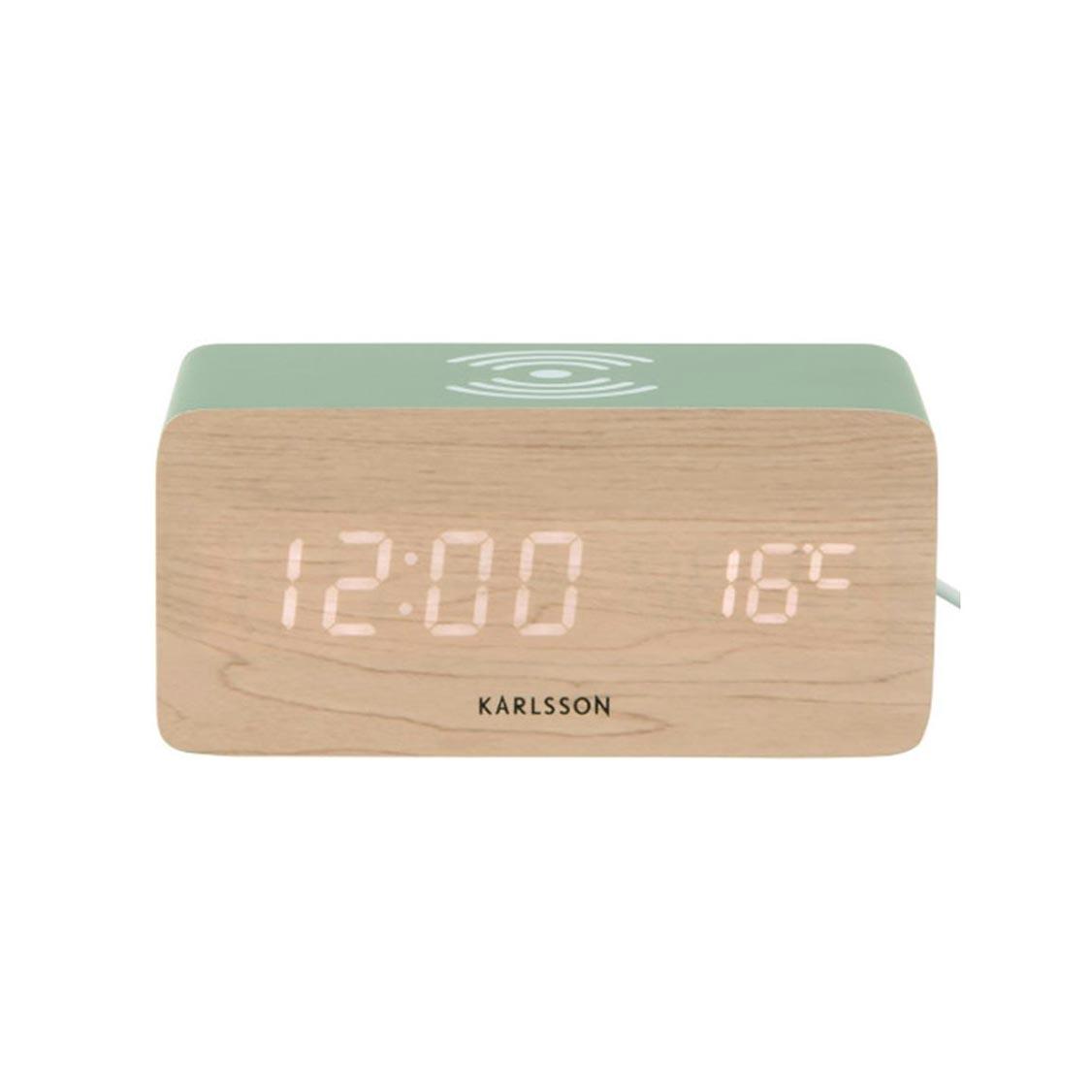 Block LED Alarm Clock w. Phone Charger (USB) - Jungle Green [PRE- ORDER JULY]