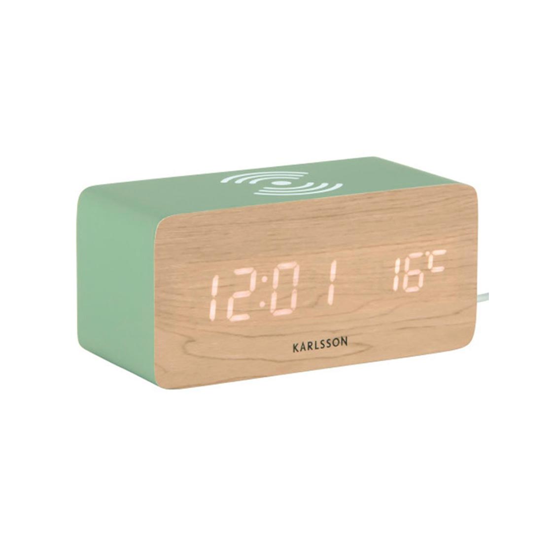 Block LED Alarm Clock w. Phone Charger (USB) - Jungle Green [PRE- ORDER JULY]