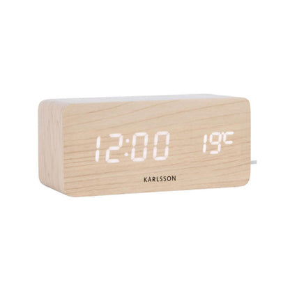 Block LED Alarm Clock w. Phone Charger (USB) - Light Wood [PRE- ORDER JULY]