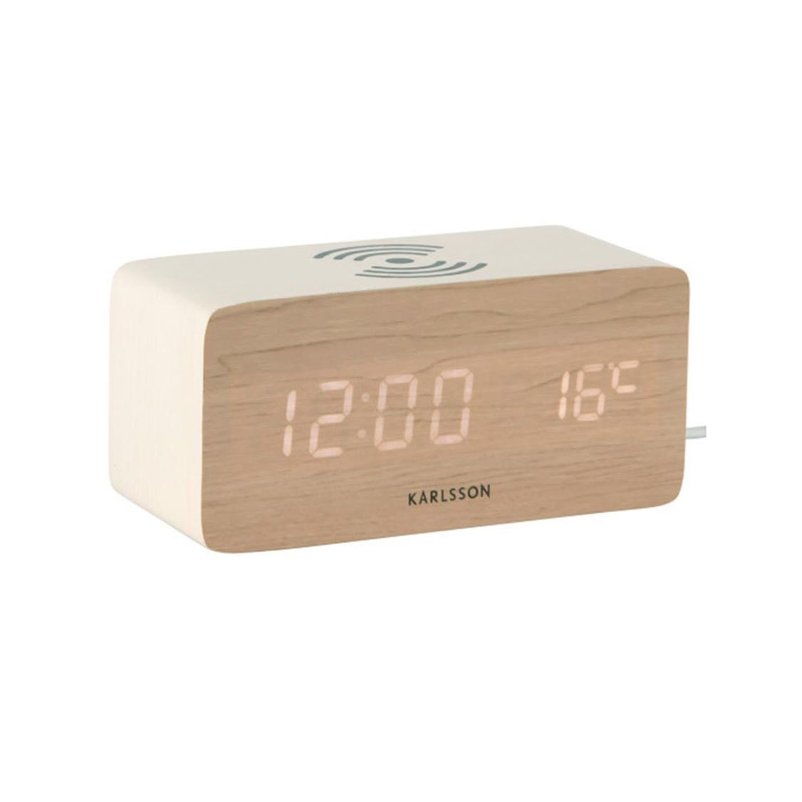 Block LED Alarm Clock w. Phone Charger (USB) - White [PRE- ORDER JULY]