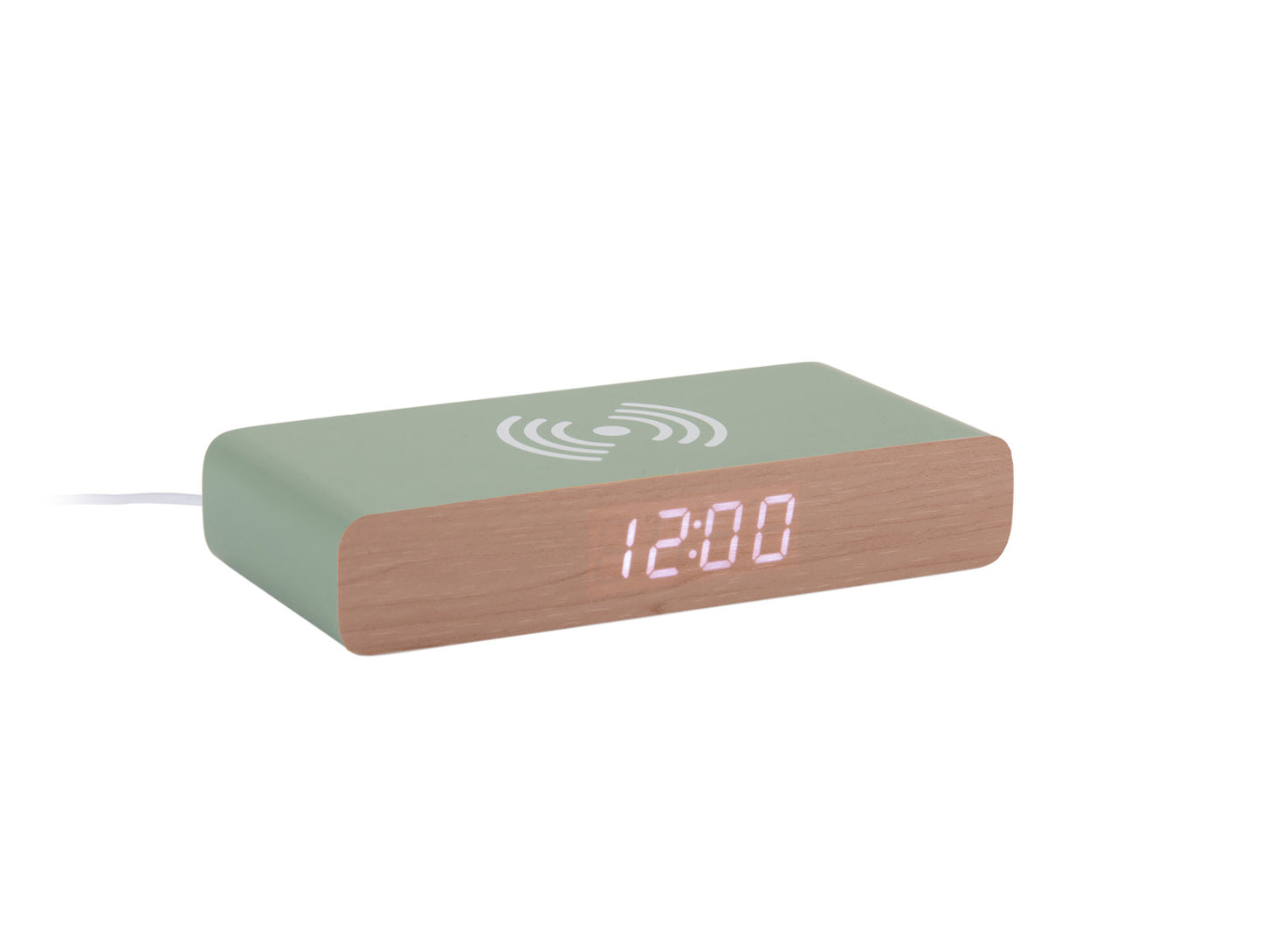 Retro Flat LED Alarm Clock w. Phone Charger (USB) - Jungle Green [PRE- ORDER JULY]