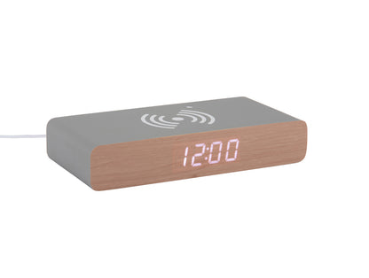 Retro Flat LED Alarm Clock w. Phone Charger (USB) - Mouse Grey [PRE- ORDER JULY]