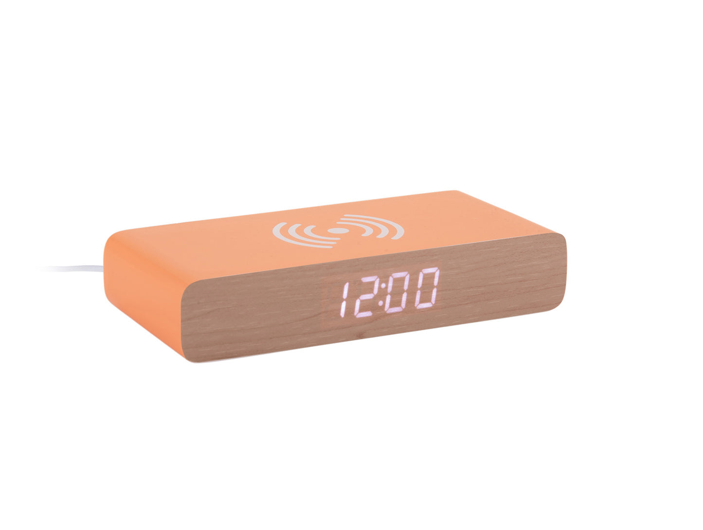 Retro Flat LED Alarm Clock w. Phone Charger (USB) - Bright Orange [PRE- ORDER JULY]