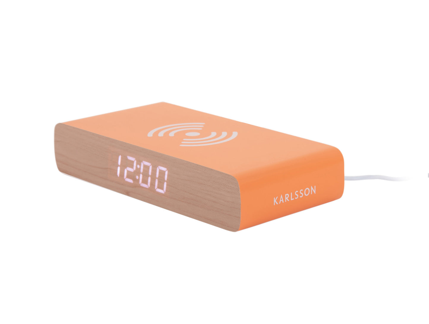 Retro Flat LED Alarm Clock w. Phone Charger (USB) - Bright Orange [PRE- ORDER JULY]
