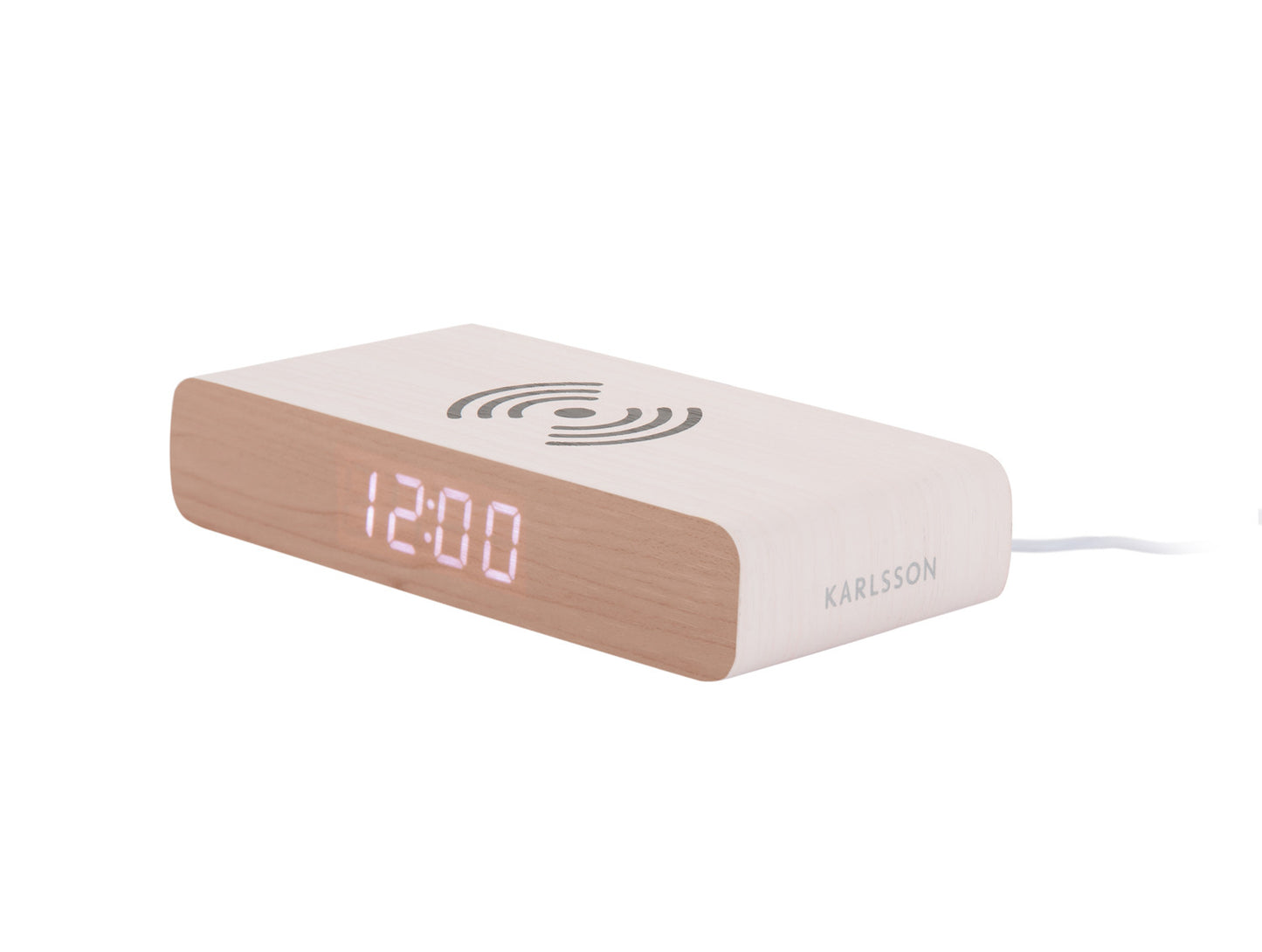 Retro Flat LED Alarm Clock w. Phone Charger (USB) - White [PRE- ORDER JULY]