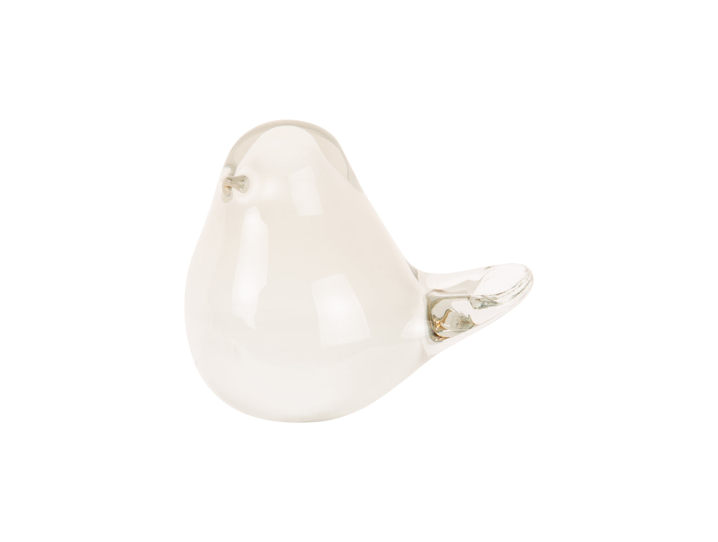 Glass Fat Bird Medium - White