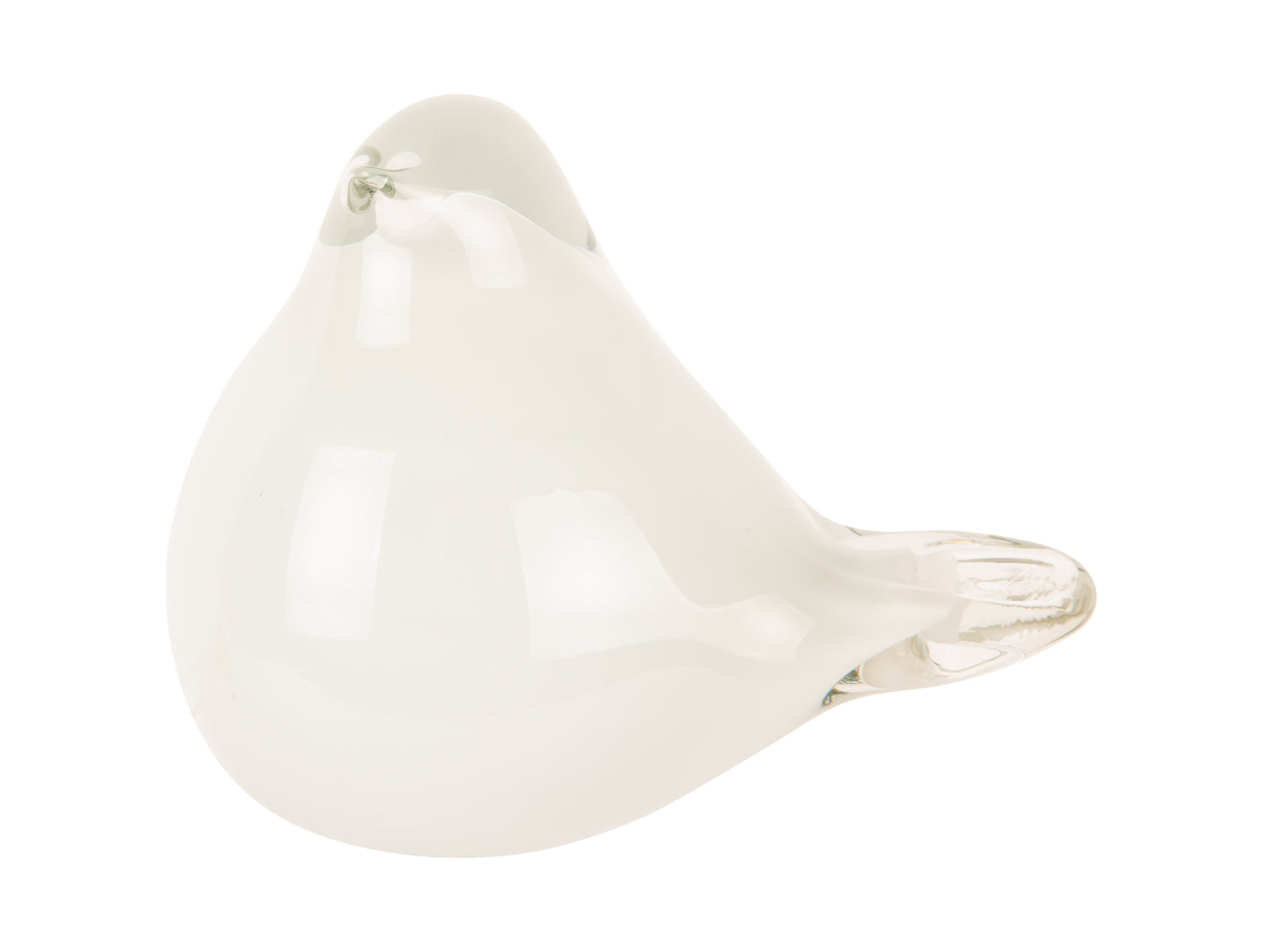 Glass Fat Bird Large - White