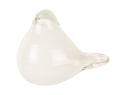 Glass Fat Bird Large - White