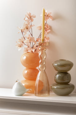 Glass Fat Bird Medium - White